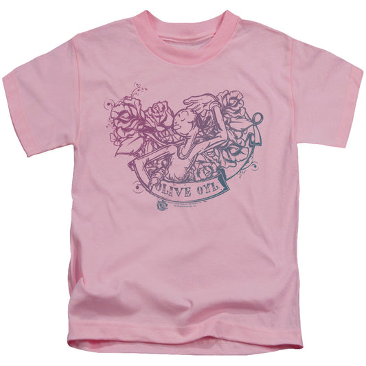 Popeye Olive Oyl Tattoo Juvenile Kids Youth T Shirt Pink