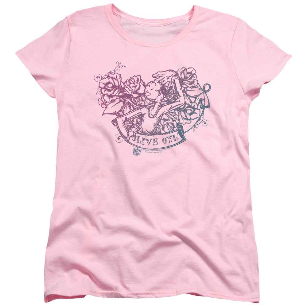 Popeye Olive Oyl Tattoo Womens T Shirt Pink