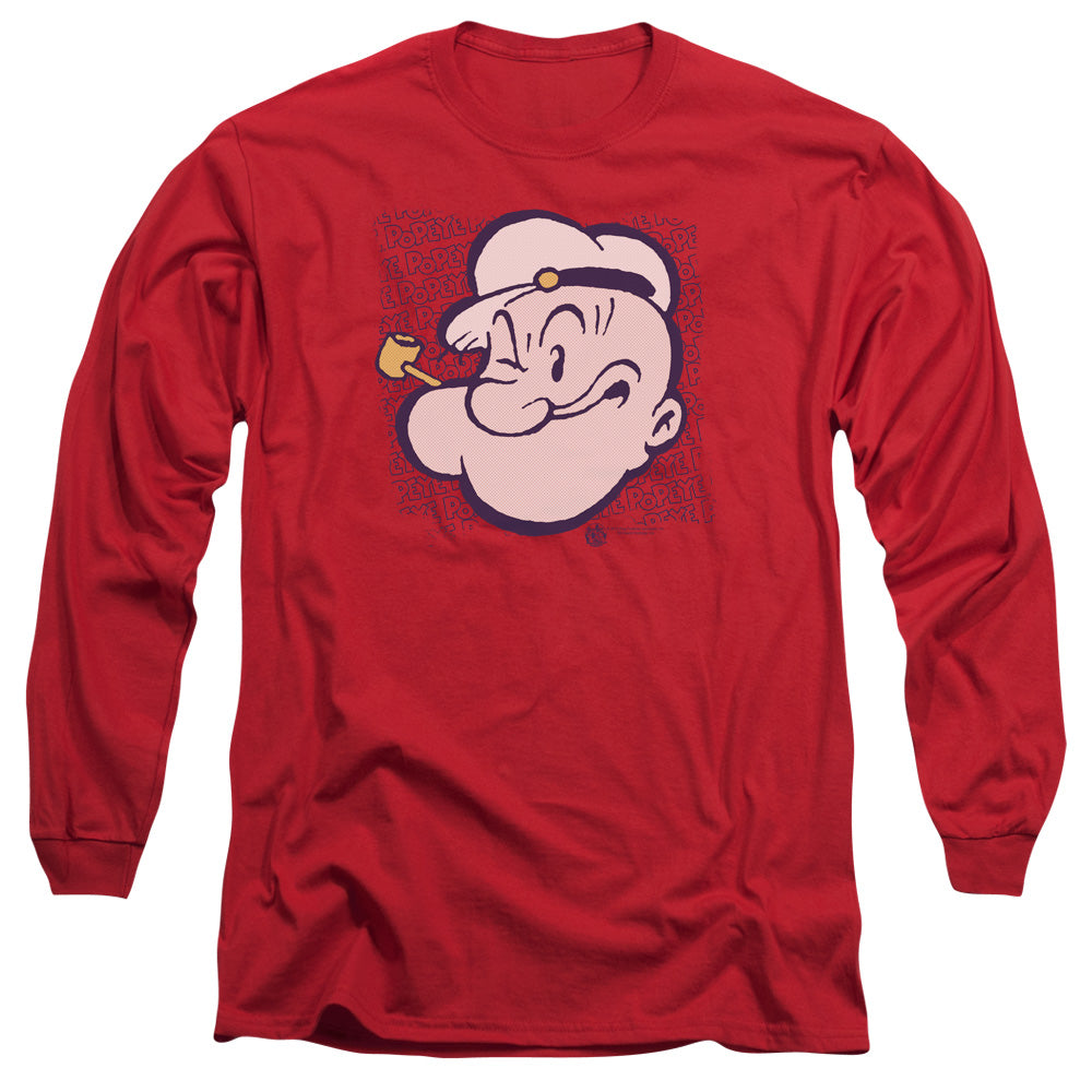 Popeye Head Mens Long Sleeve Shirt Red