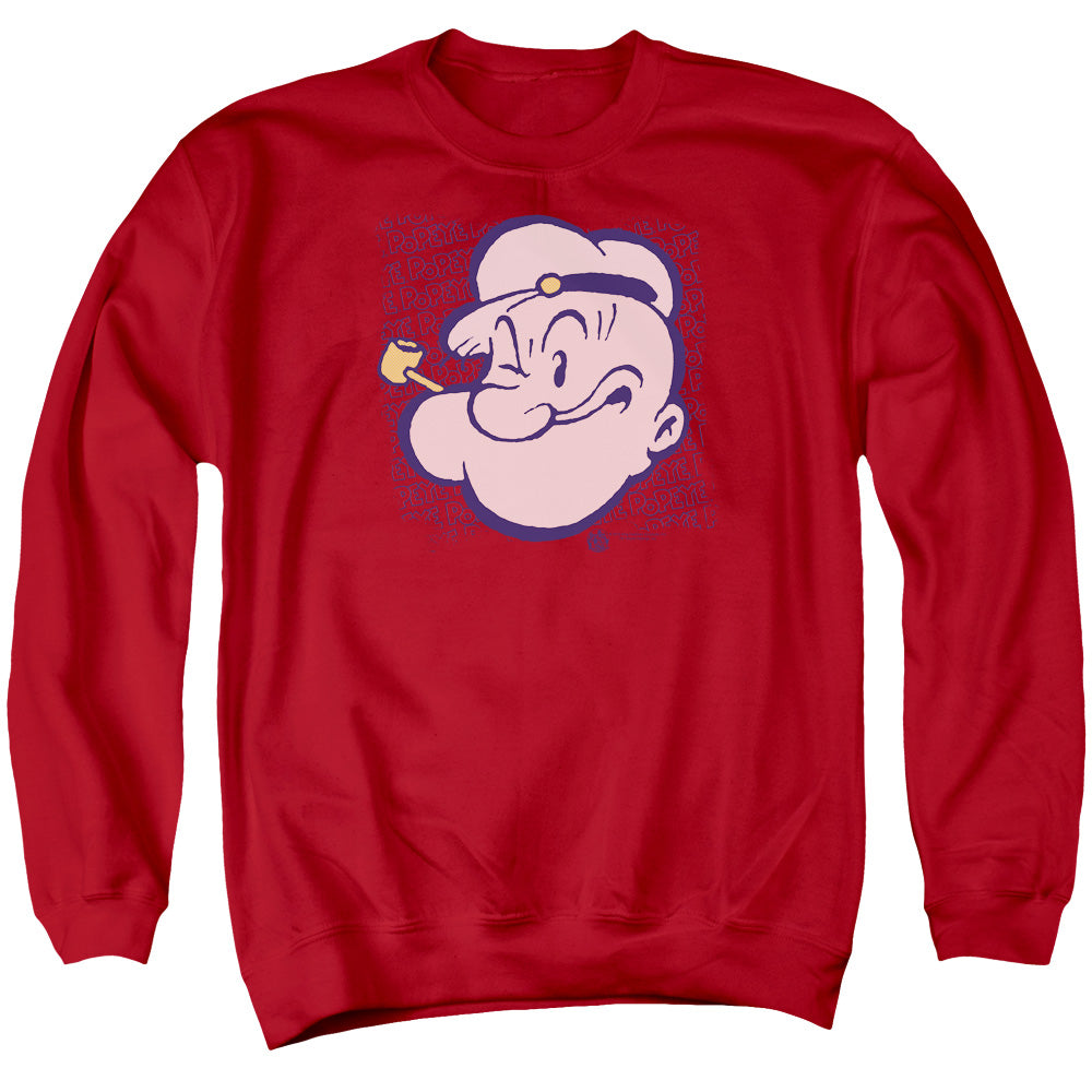 Popeye Head Mens Crewneck Sweatshirt Red