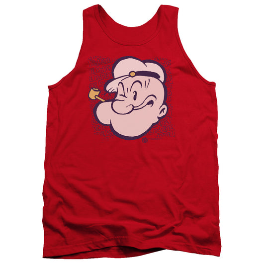 Popeye Head Mens Tank Top Shirt Red