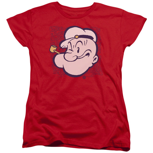 Popeye Head Womens T Shirt Red