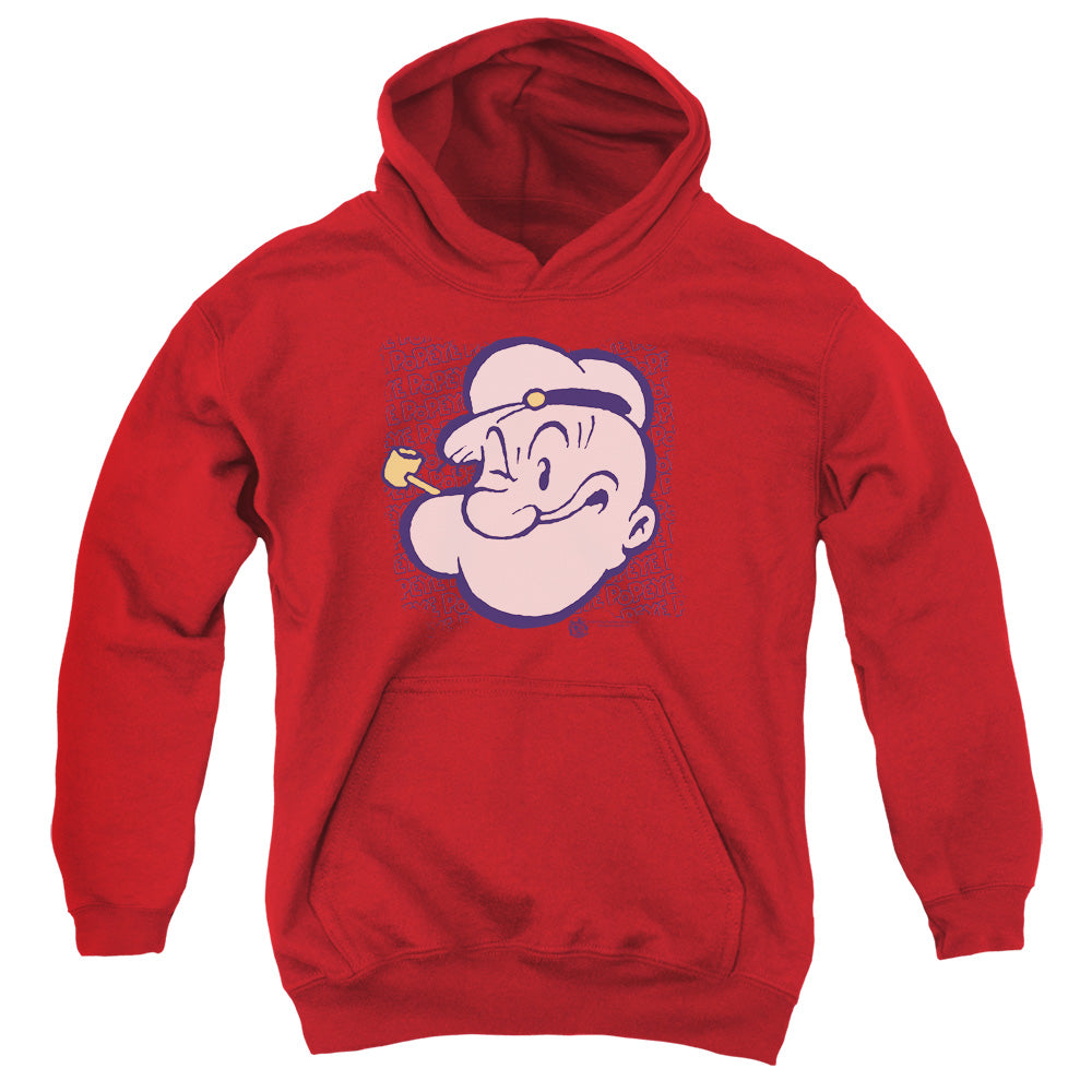 Popeye Head Kids Youth Hoodie Red