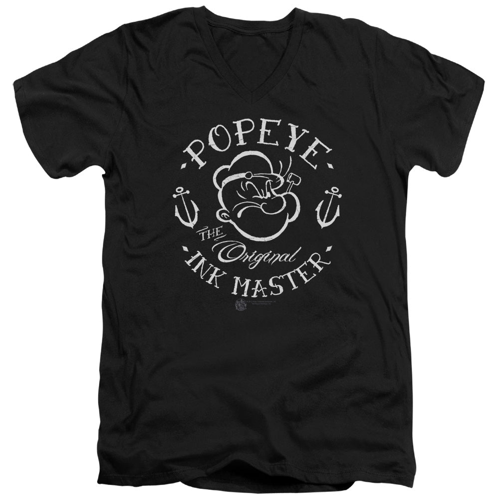 Popeye Ink Master S S Adult V Neck Black