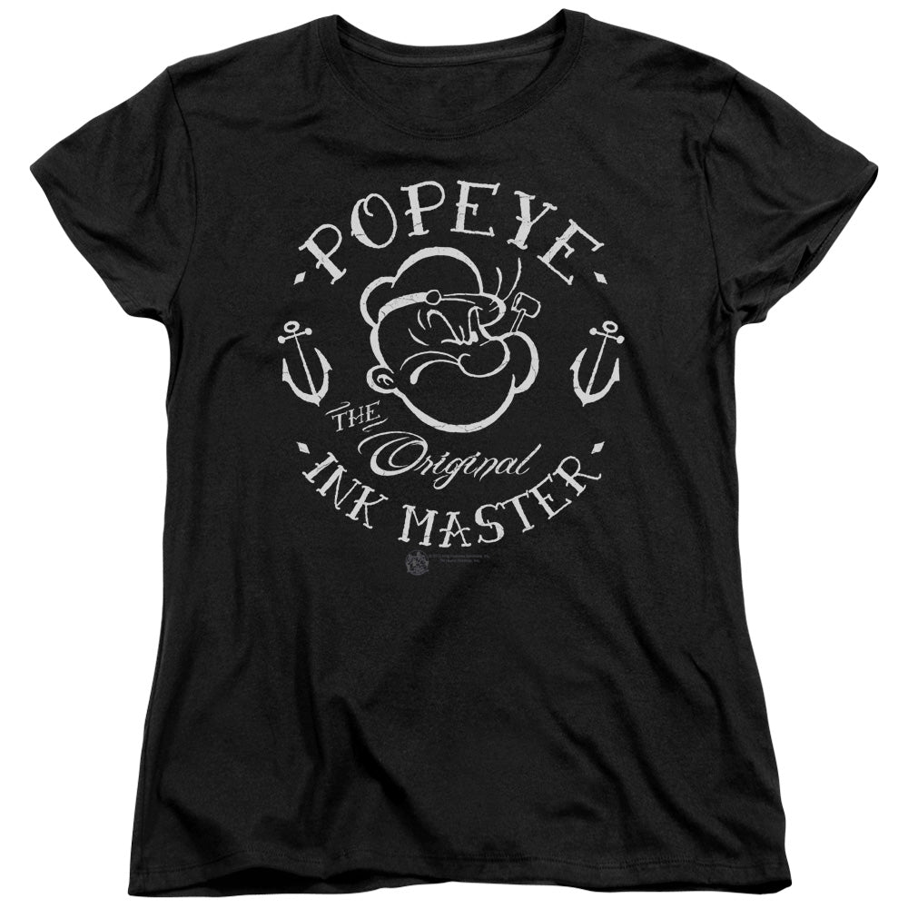 Popeye Ink Master Womens T Shirt Black