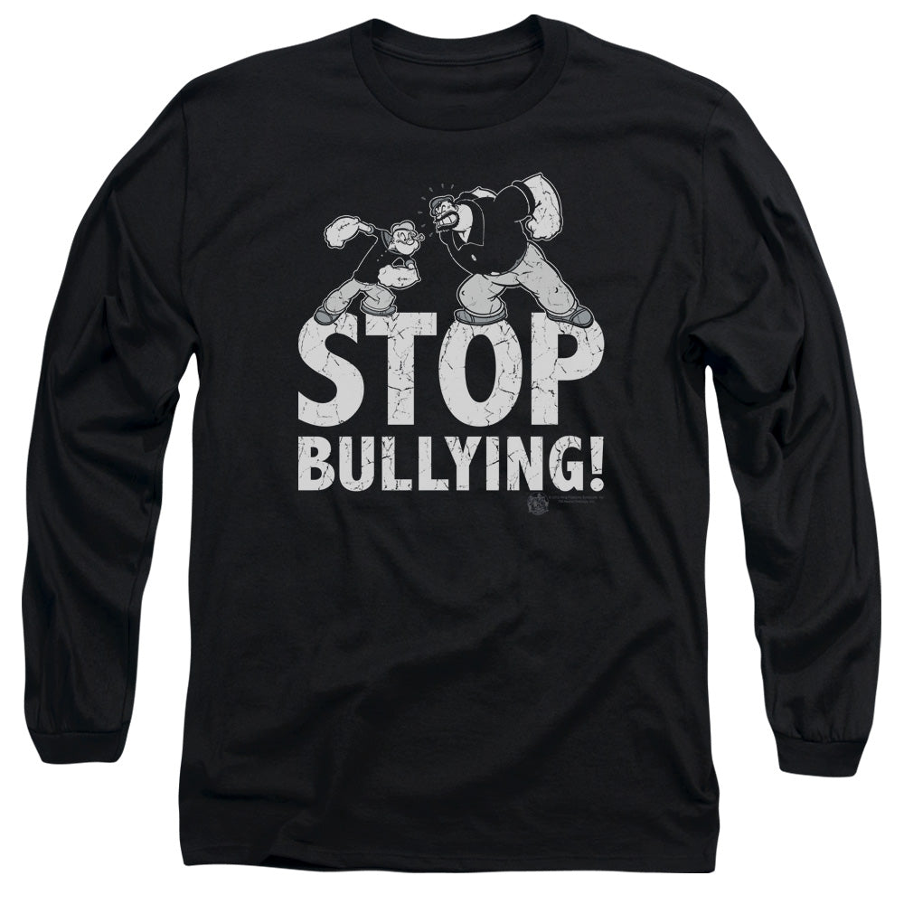 Popeye Stop Bullying Mens Long Sleeve Shirt Black