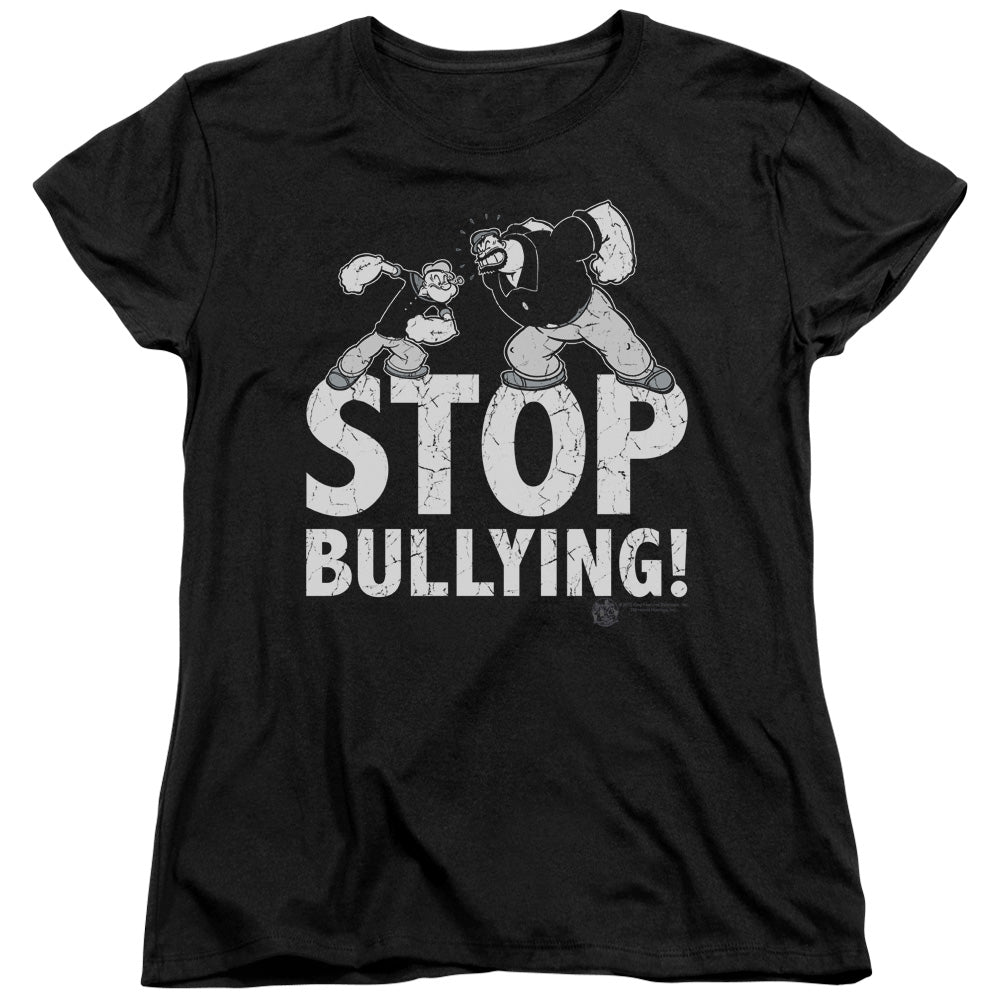 Popeye Stop Bullying Womens T Shirt Black