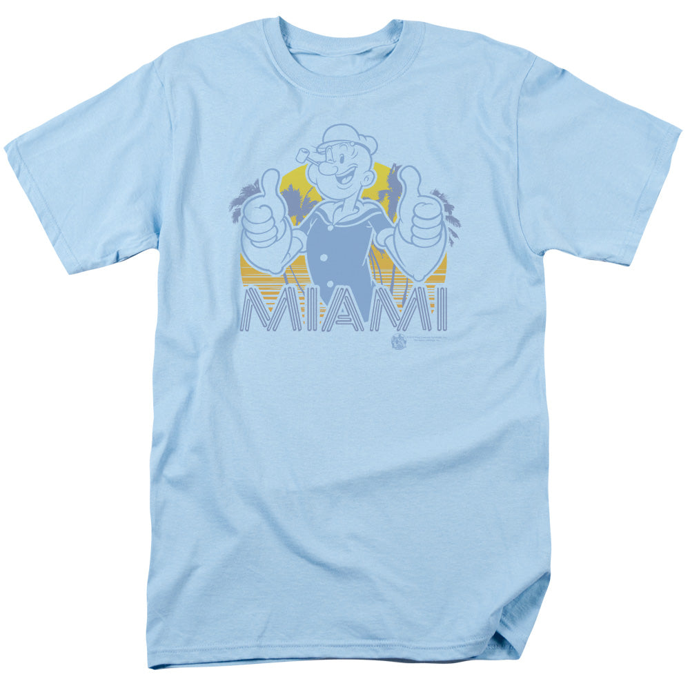 Popeye Miami Mens T Shirt Light Blue