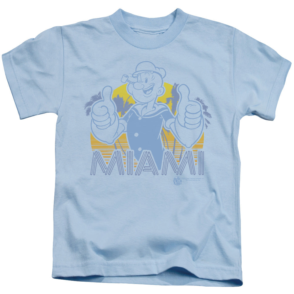 Popeye Miami Juvenile Kids Youth T Shirt Light Blue