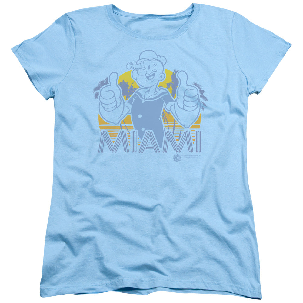 Popeye Miami Womens T Shirt Light Blue