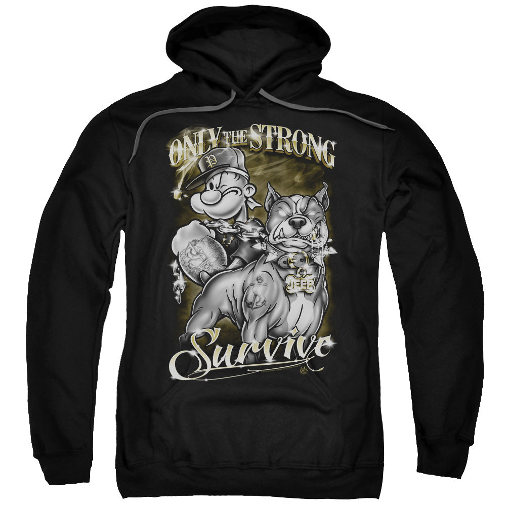 Popeye Only The Strong Mens Hoodie Black