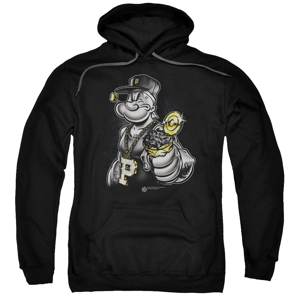 Popeye Get More Spinach Mens Hoodie Black