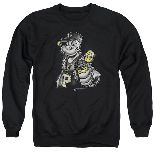 Popeye Get More Spinach Mens Crewneck Sweatshirt Black