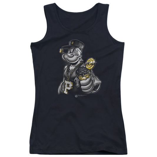 Popeye Get More Spinach Womens Tank Top Shirt Black