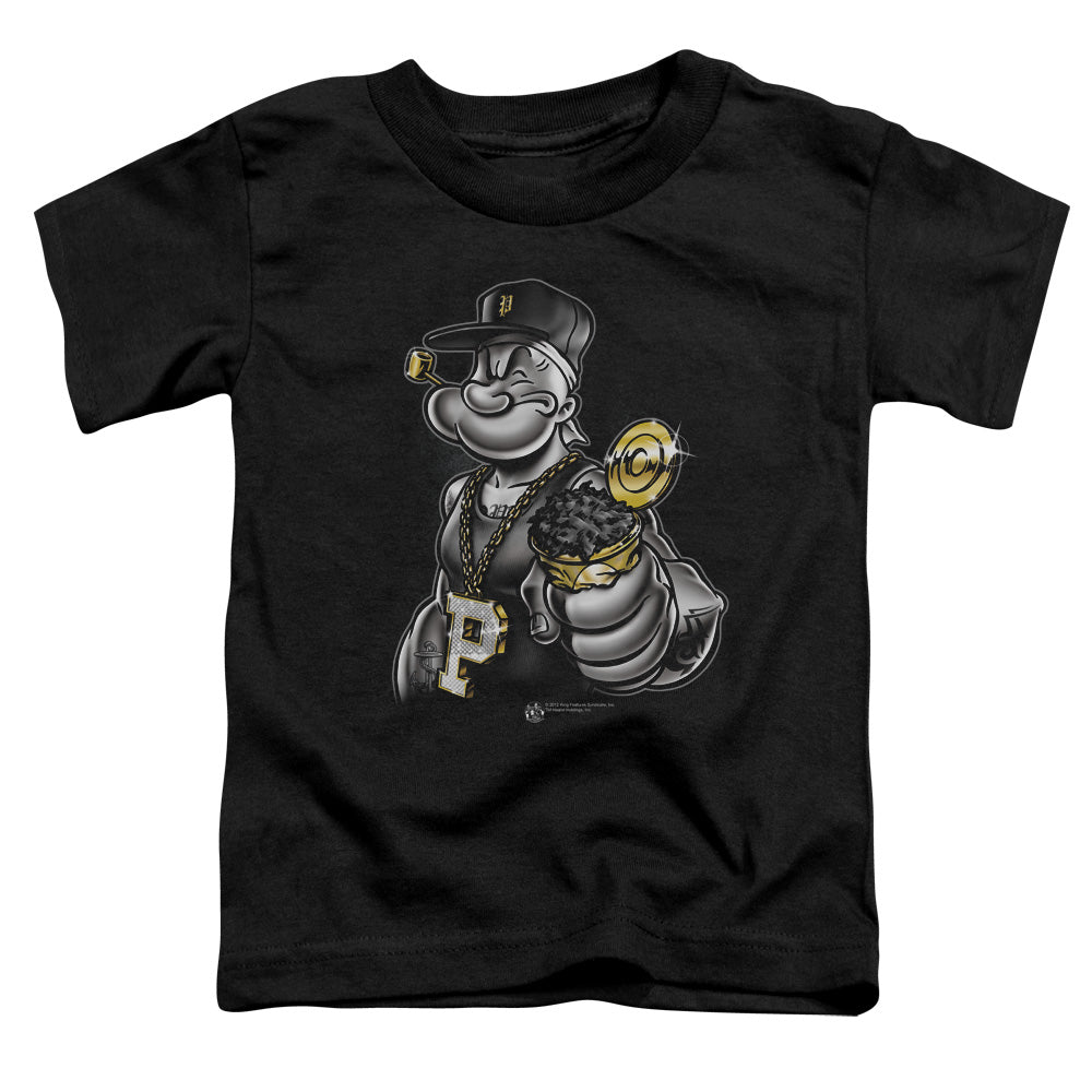 Popeye Get More Spinach Toddler Kids Youth T Shirt Black