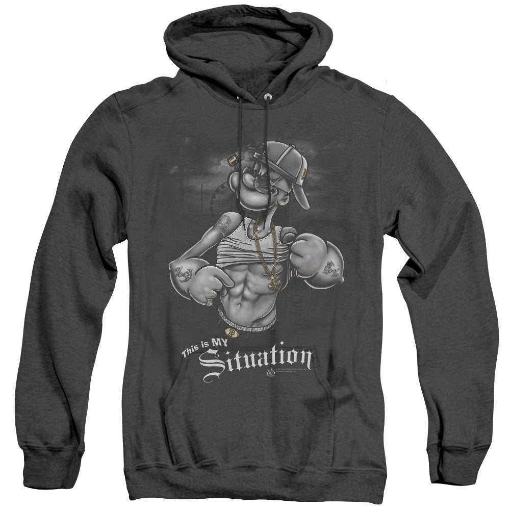 Popeye Situation Heather Mens Hoodie Black