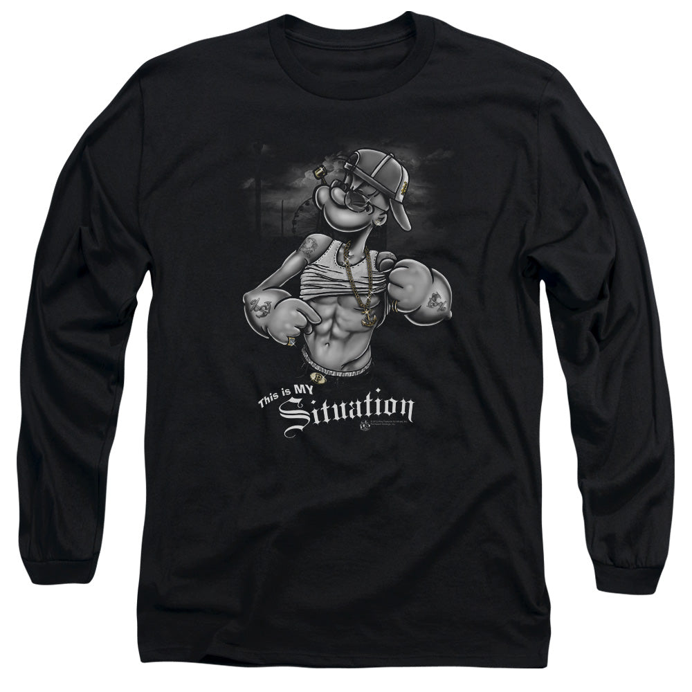 Popeye Situation Mens Long Sleeve Shirt Black