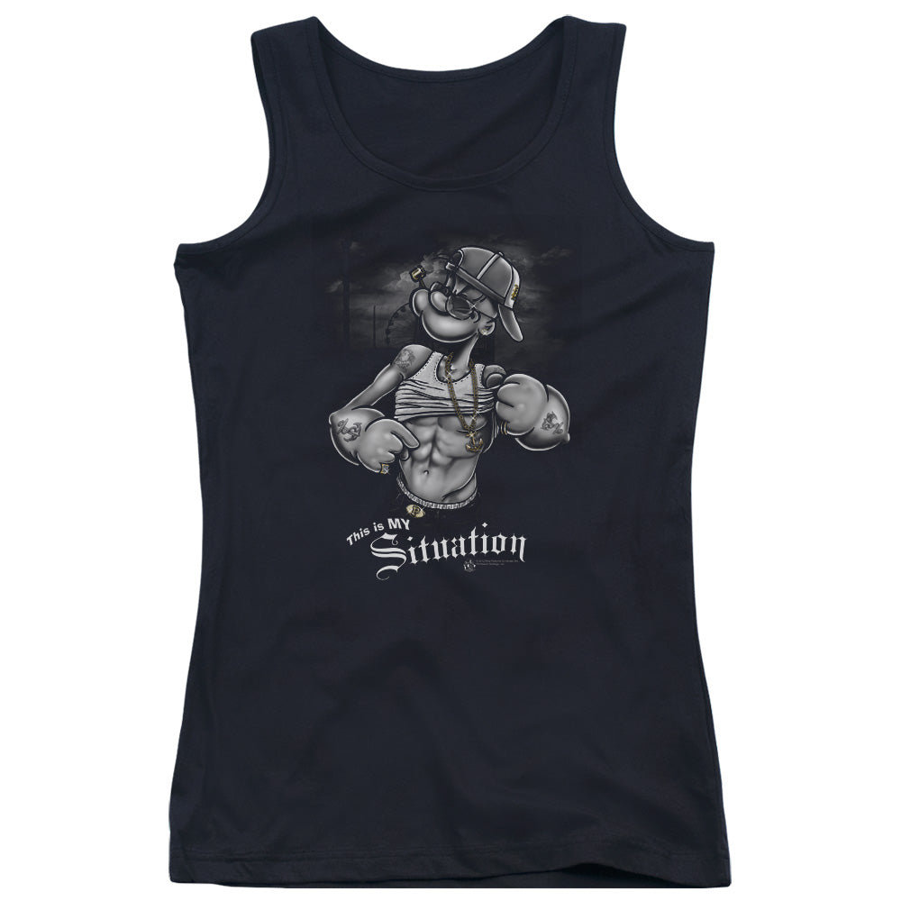 Popeye Situation Womens Tank Top Shirt Black