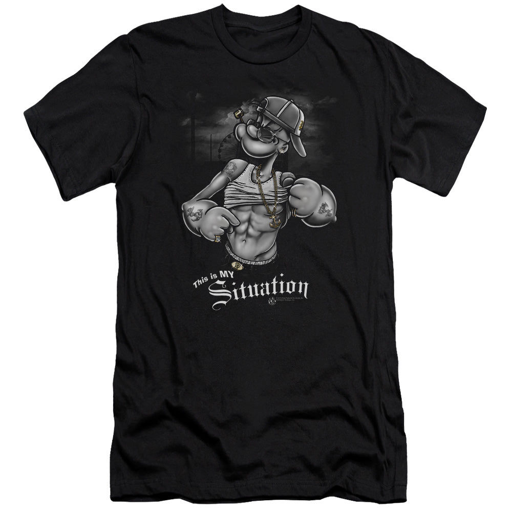 Popeye Situation Slim Fit Mens T Shirt Black