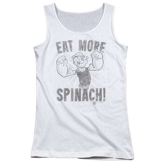 Popeye Eat More Spinach Womens Tank Top Shirt White