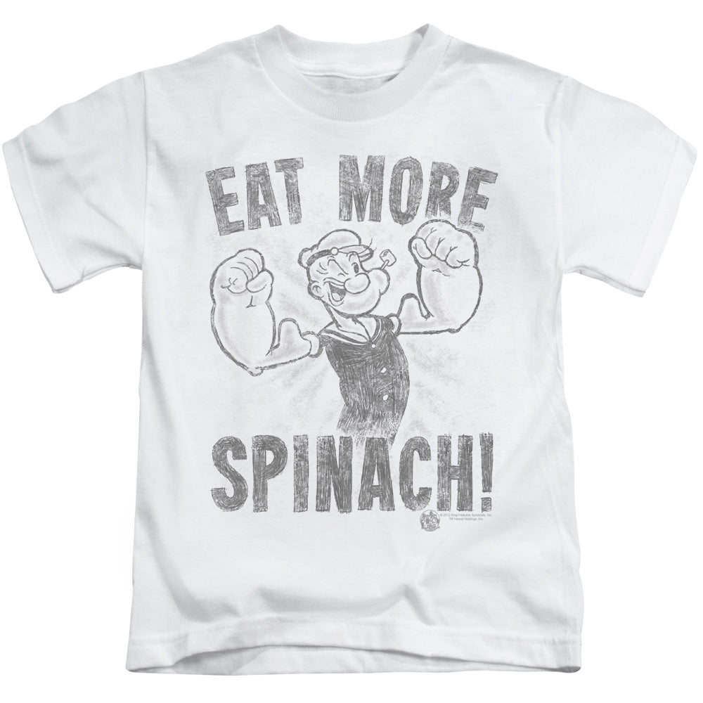 Popeye Eat More Spinach Juvenile Kids Youth T Shirt White