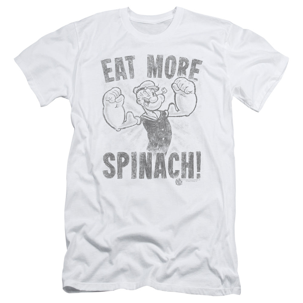 Popeye Eat More Spinach Slim Fit Mens T Shirt White