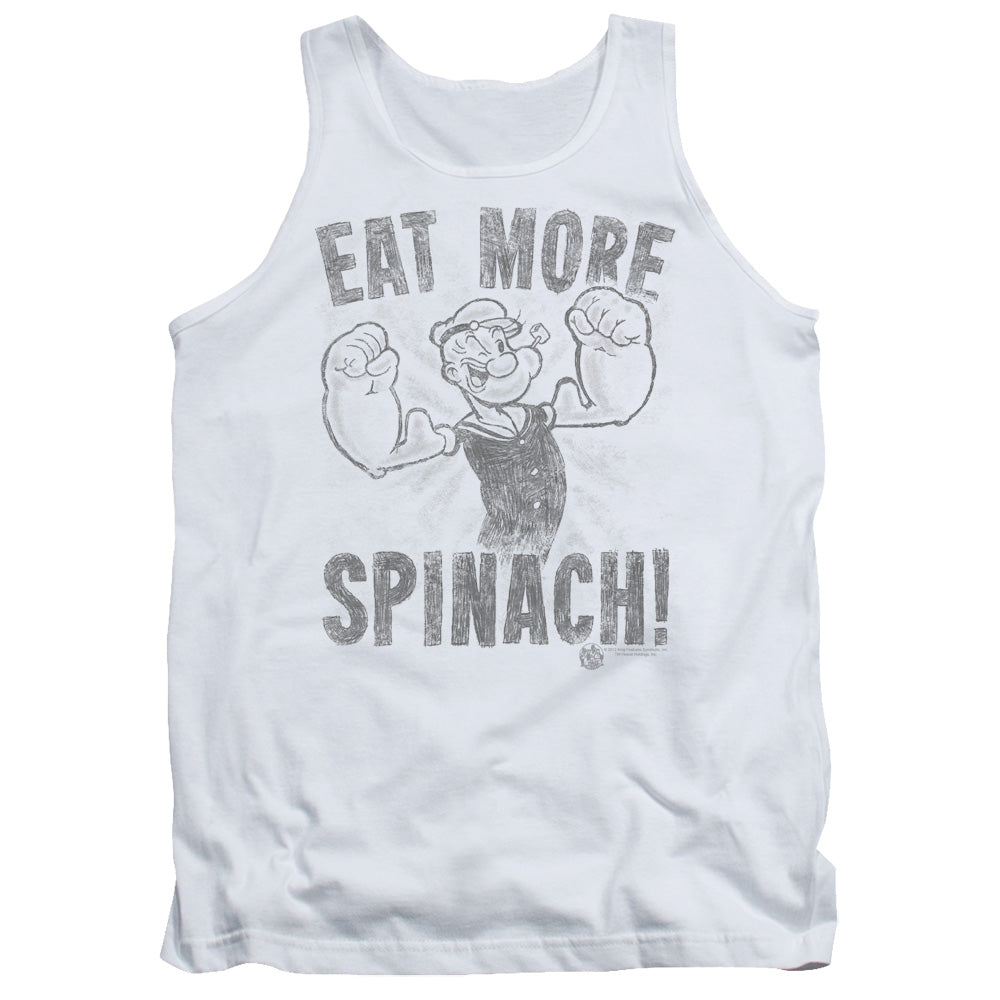 Popeye Eat More Spinach Mens Tank Top Shirt White