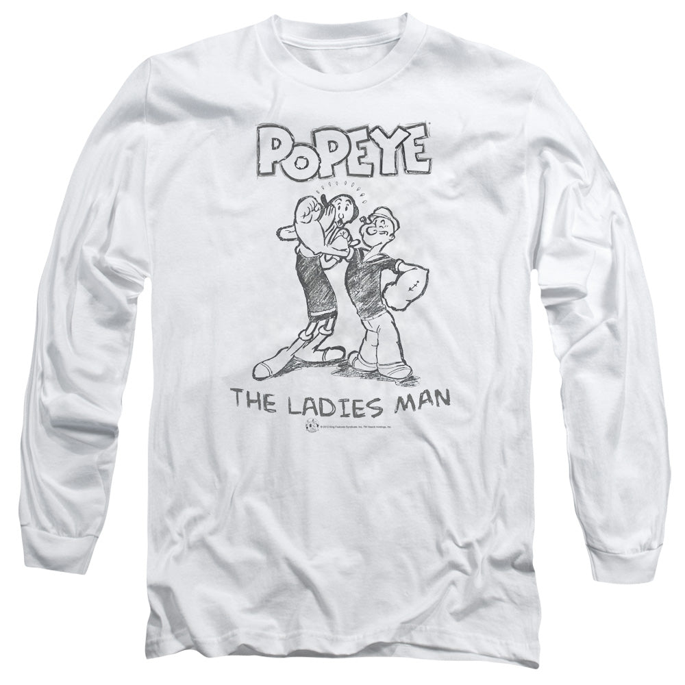 Popeye Ladies Man Mens Long Sleeve Shirt White