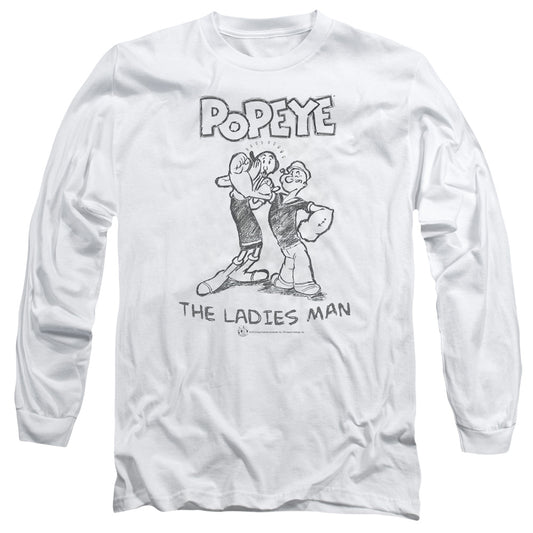 Popeye Ladies Man Mens Long Sleeve Shirt White