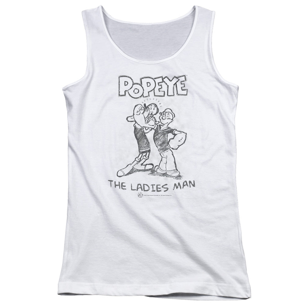 Popeye Ladies Man Womens Tank Top Shirt White