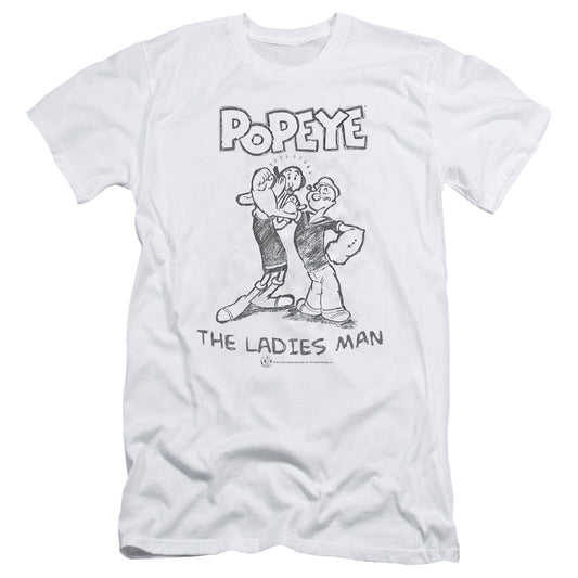 Popeye Ladies Man Slim Fit Mens T Shirt White