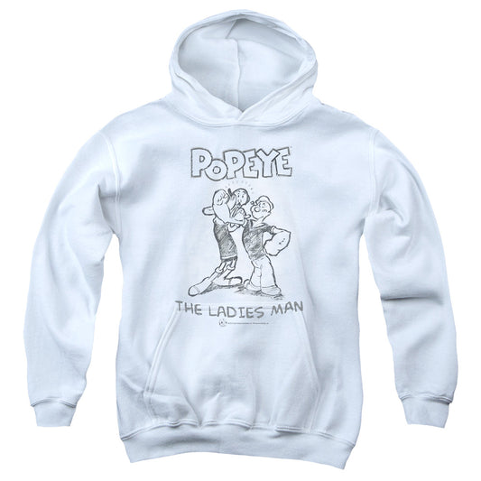 Popeye Ladies Man Kids Youth Hoodie White