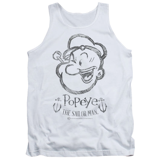 Popeye Sketch Portrait Mens Tank Top Shirt White