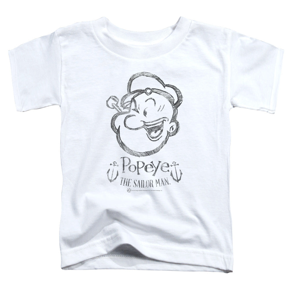 Popeye Sketch Portrait Toddler Kids Youth T Shirt White