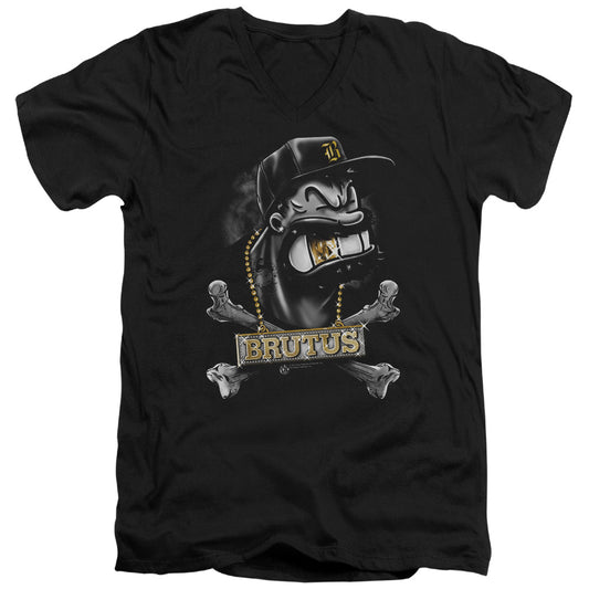 Popeye Brutus S S Adult V Neck Black