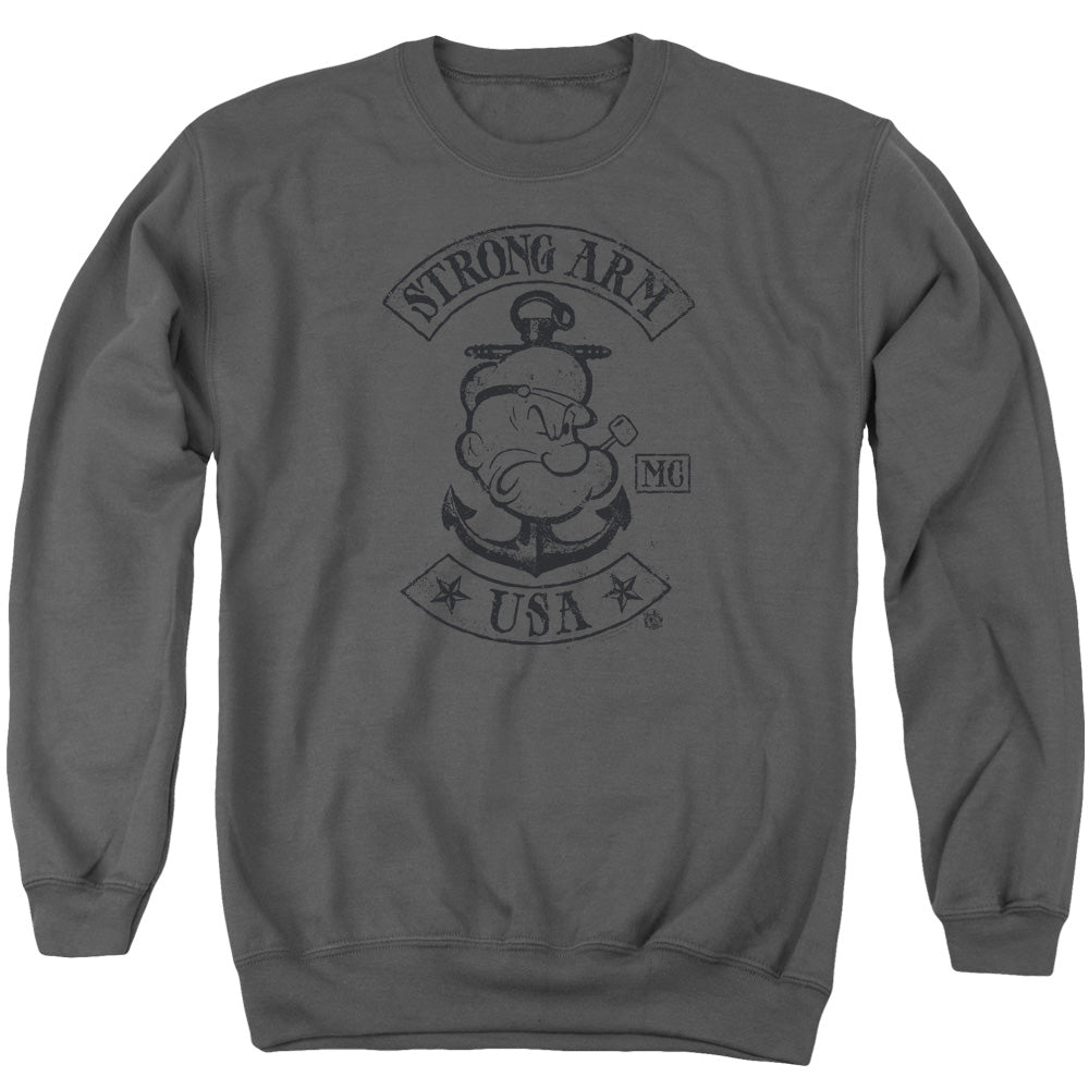 Popeye Strong Arm Mc Mens Crewneck Sweatshirt Charcoal