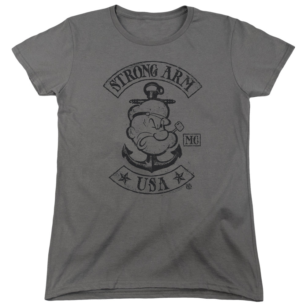 Popeye Strong Arm Mc Womens T Shirt Charcoal