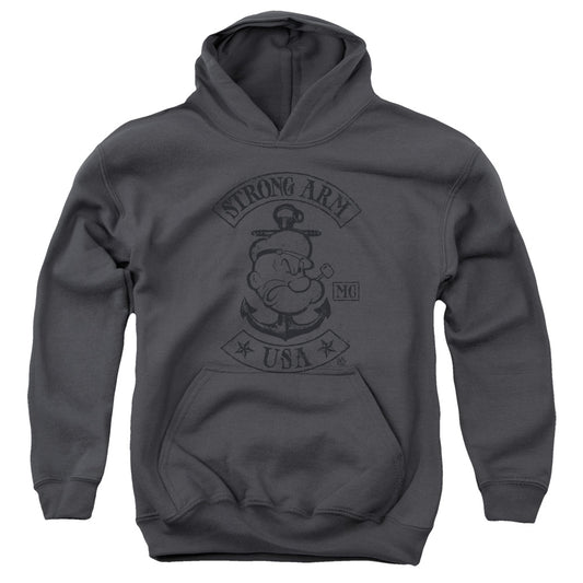 Popeye Strong Arm Mc Kids Youth Hoodie Charcoal