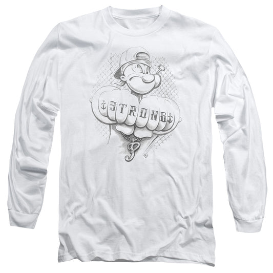 Popeye Strong Mens Long Sleeve Shirt White