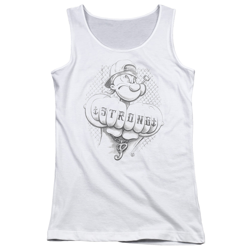 Popeye Strong Womens Tank Top Shirt White