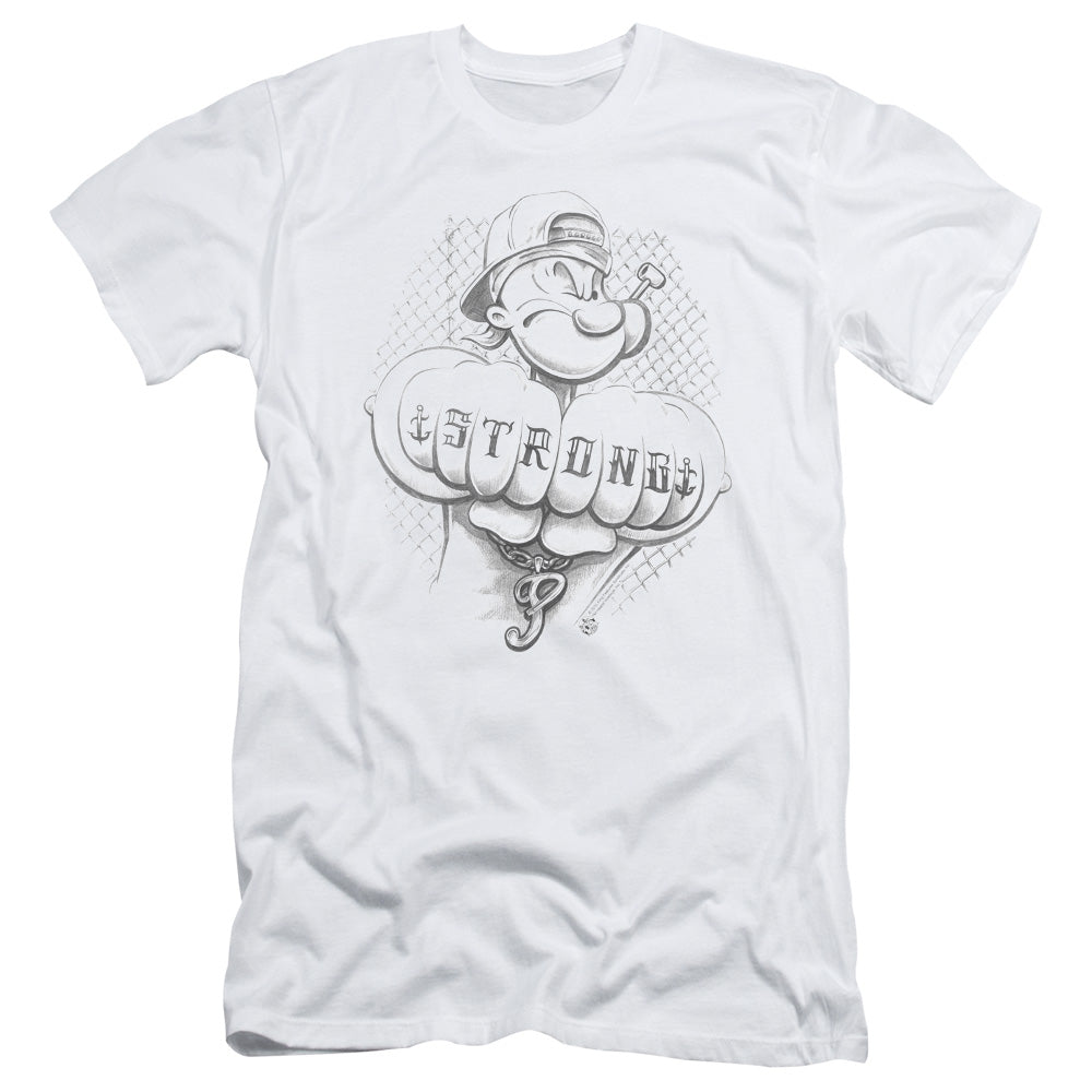 Popeye Strong Slim Fit Mens T Shirt White