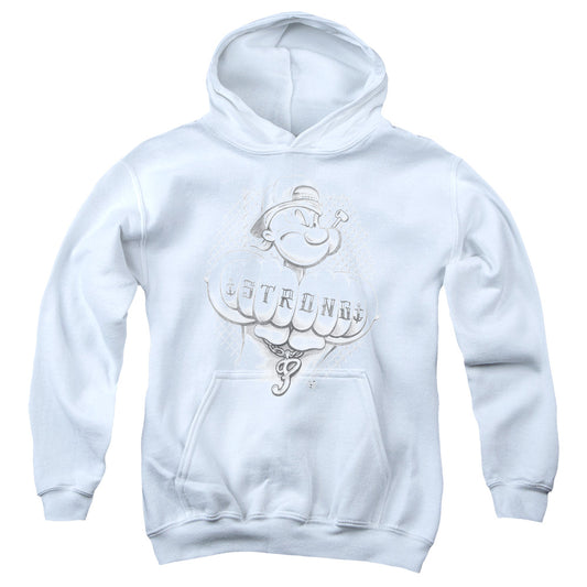 Popeye Strong Kids Youth Hoodie White