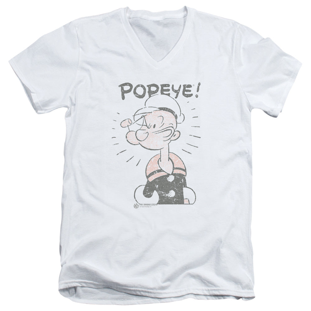 Popeye Old Seafarer Mens Slim Fit V Neck T Shirt White