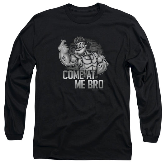 Popeye Come At Me Mens Long Sleeve Shirt Black