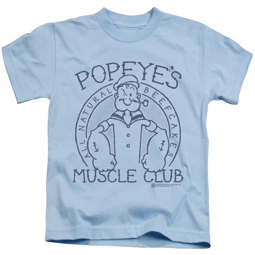 Popeye Muscle Club Juvenile Kids Youth T Shirt Light Blue