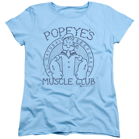 Popeye Muscle Club Womens T Shirt Light Blue