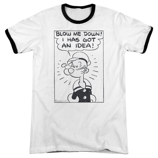 Popeye An Idea Heather Ringer Mens T Shirt White Black