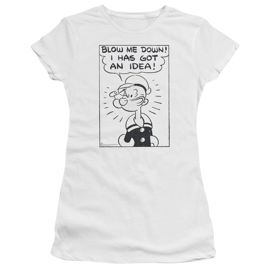 Popeye An Idea Junior Sheer Cap Sleeve Womens T Shirt White