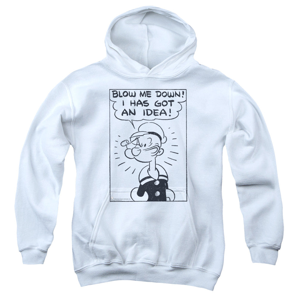 Popeye An Idea Kids Youth Hoodie White