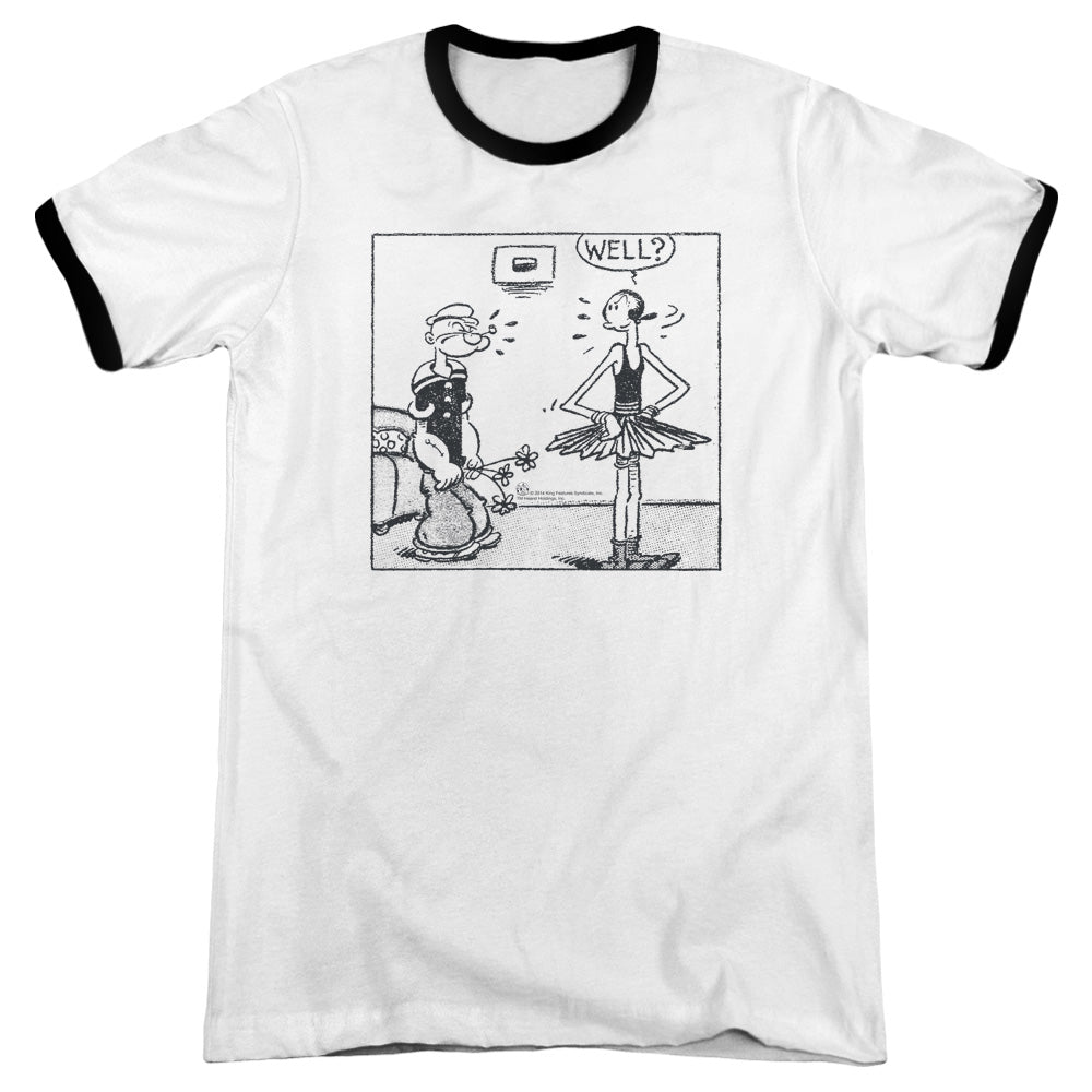 Popeye Well Heather Ringer Mens T Shirt White Black